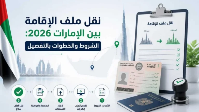 نقل ملف الإقامة بين الإمارات 2026: الشروط والخطوات بالتفصيل